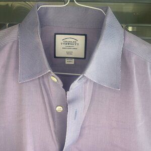 CHARLES TYRWHITT Mens Slim Fit Non-Iron Dress Shirt Cotton Lavender 16.5/35